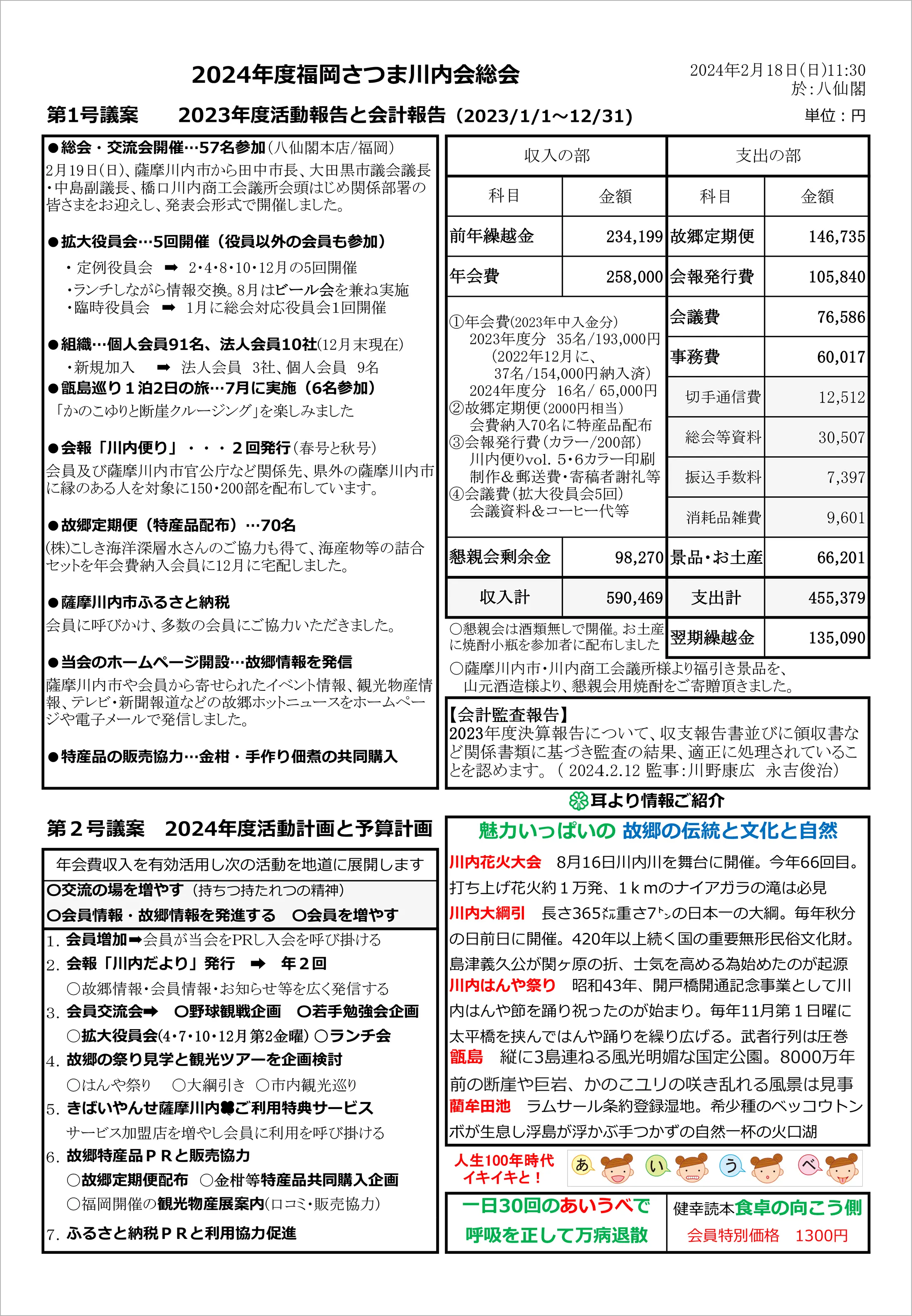 2024年度福岡さつま川内会総会議案